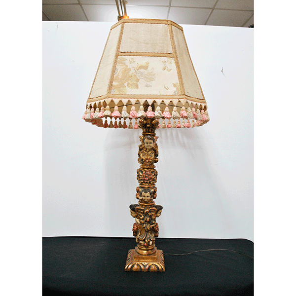 Lámpara base madera angelitos