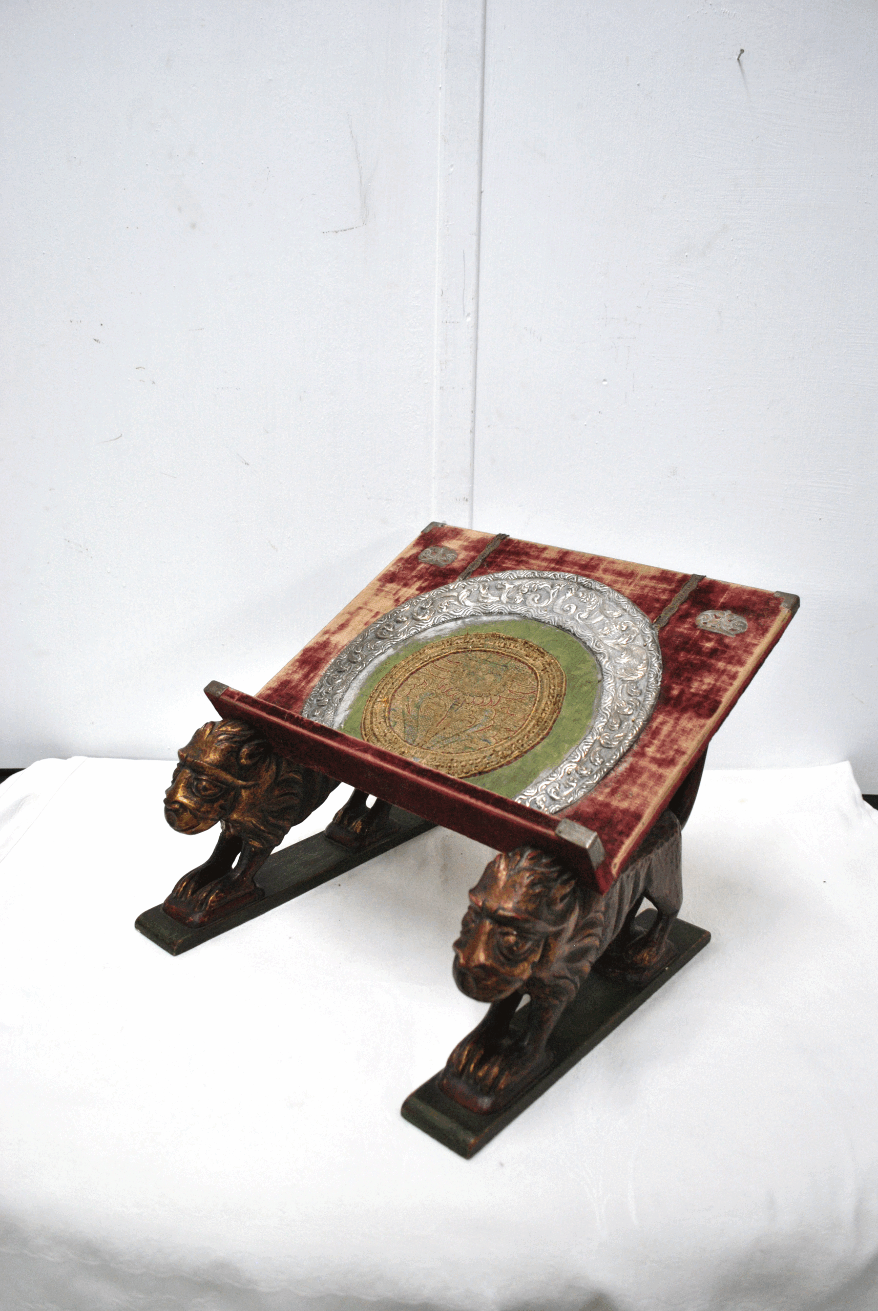 Atril antiguo madera y plata - Imagen 2