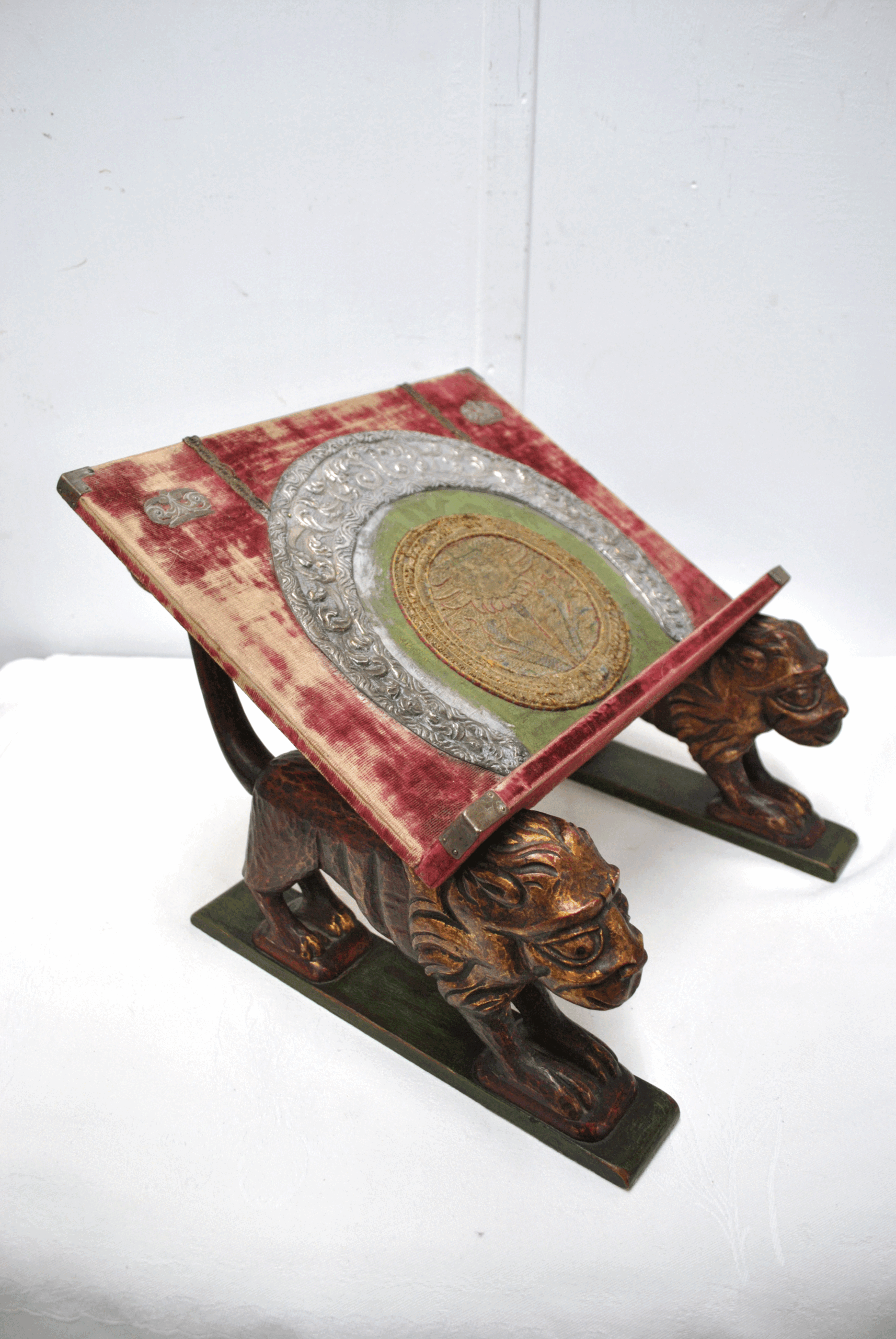 Atril antiguo madera y plata - Imagen 3