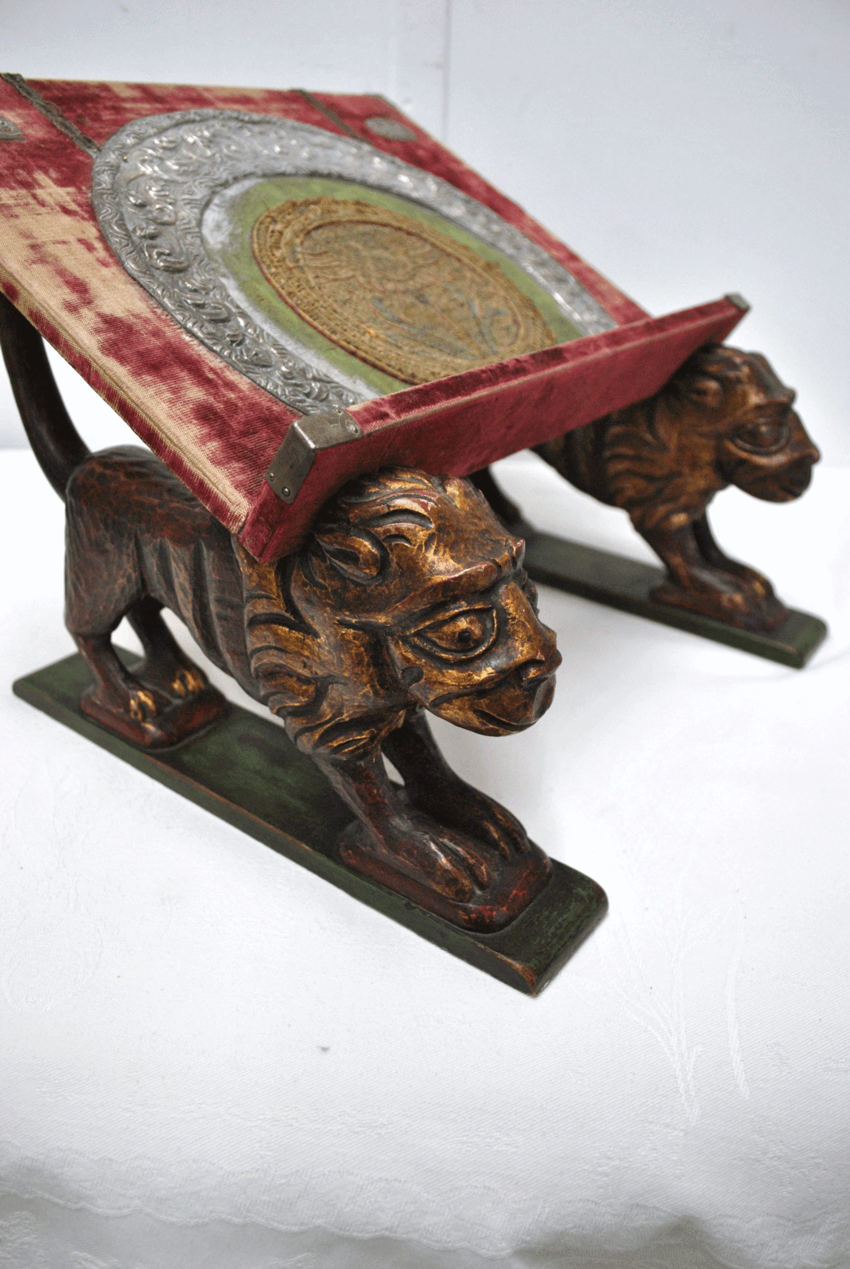 Atril antiguo madera y plata - Imagen 4