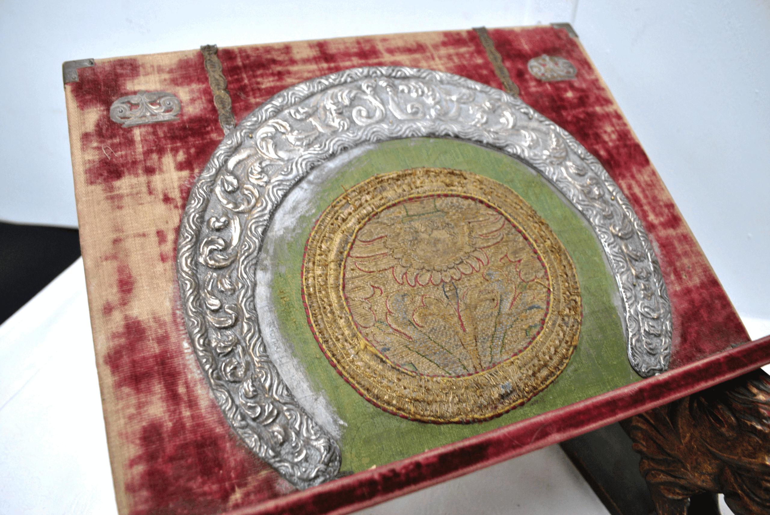 Atril antiguo madera y plata - Imagen 6