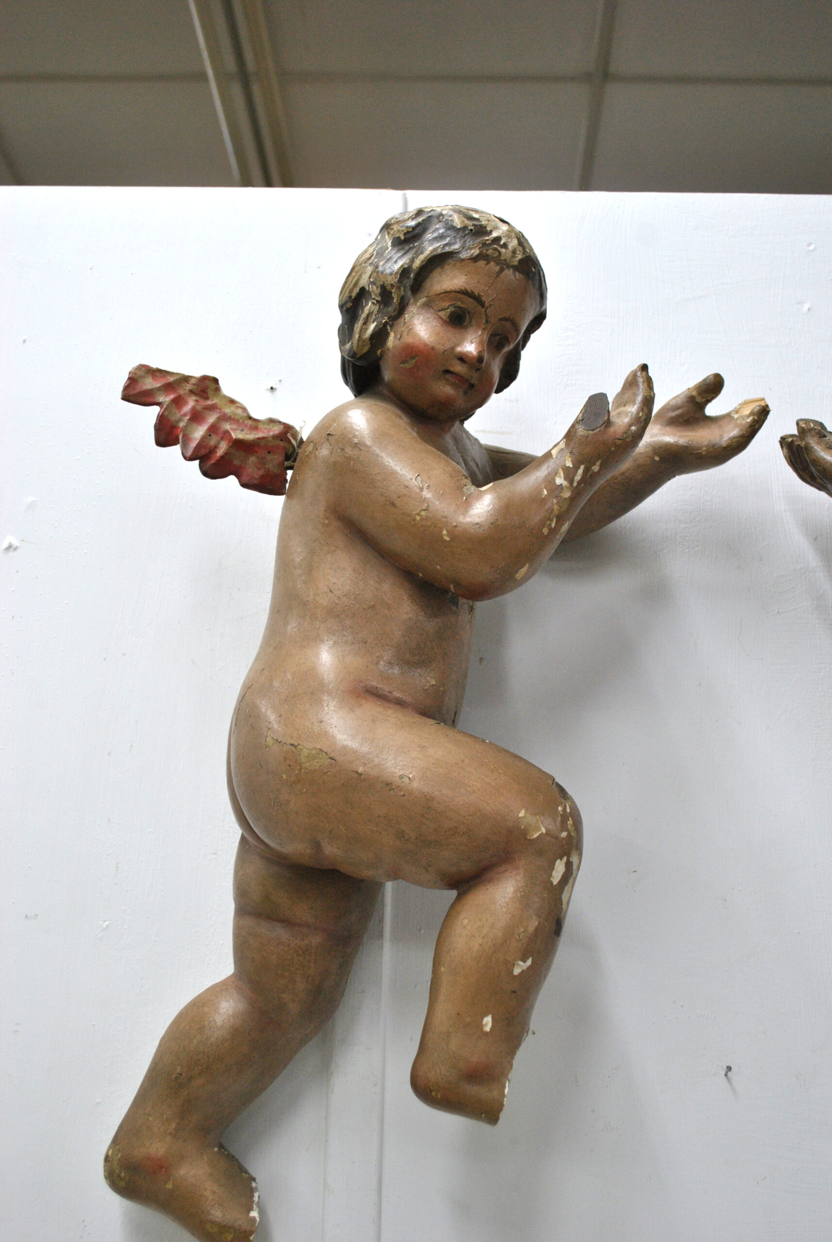 Pareja ángeles antiguos madera - Imagen 2