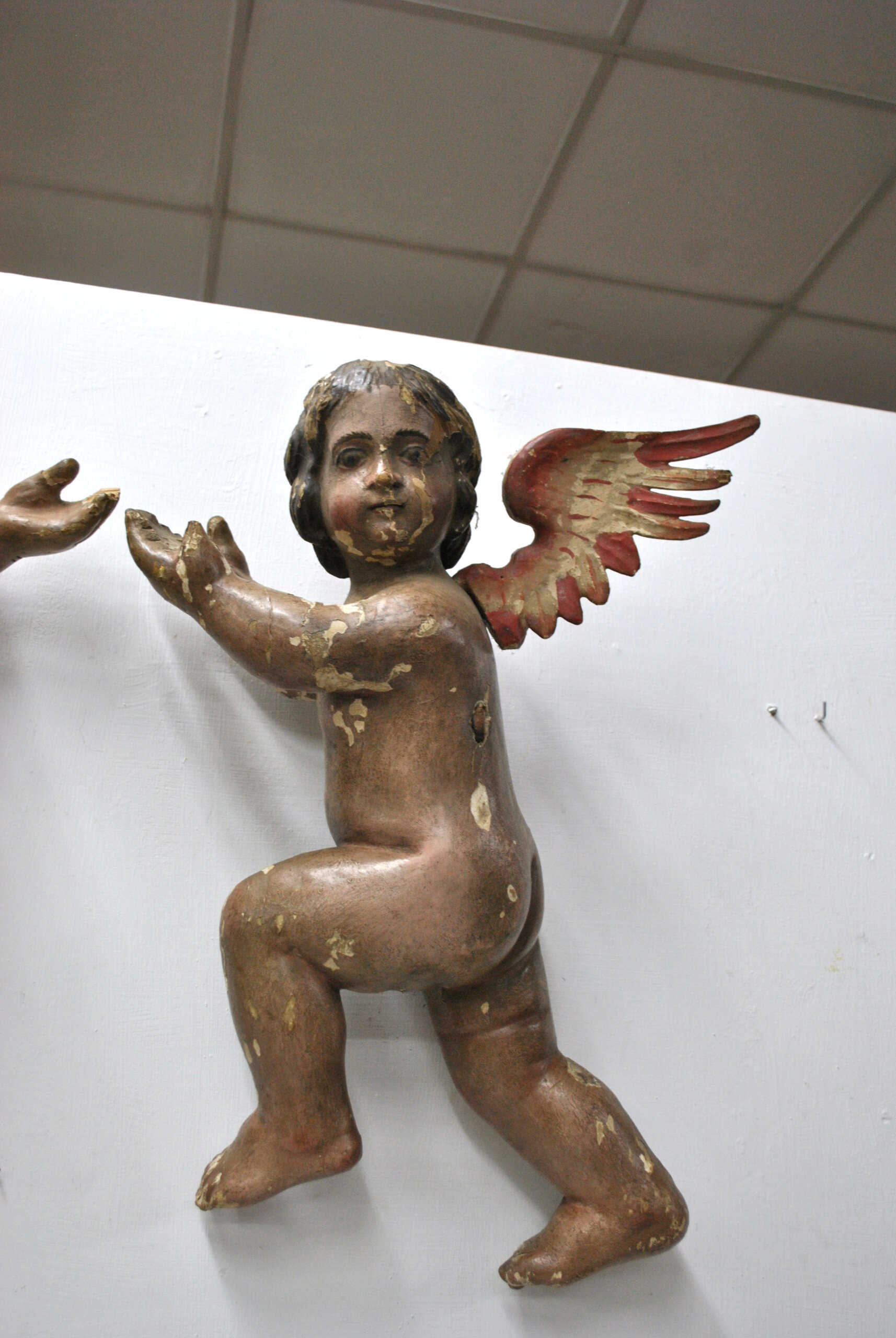 Pareja ángeles antiguos madera - Imagen 3