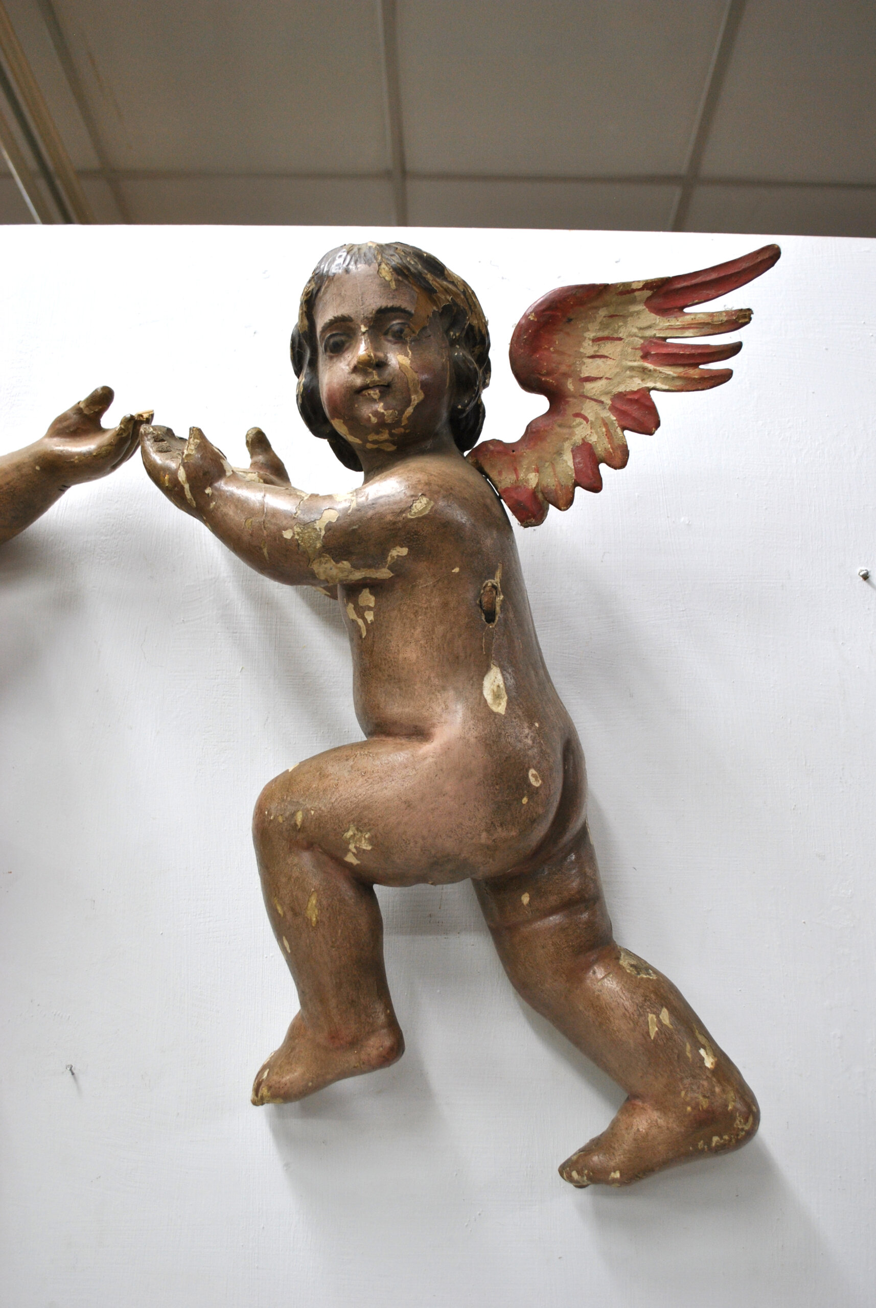 Pareja ángeles antiguos madera - Imagen 4