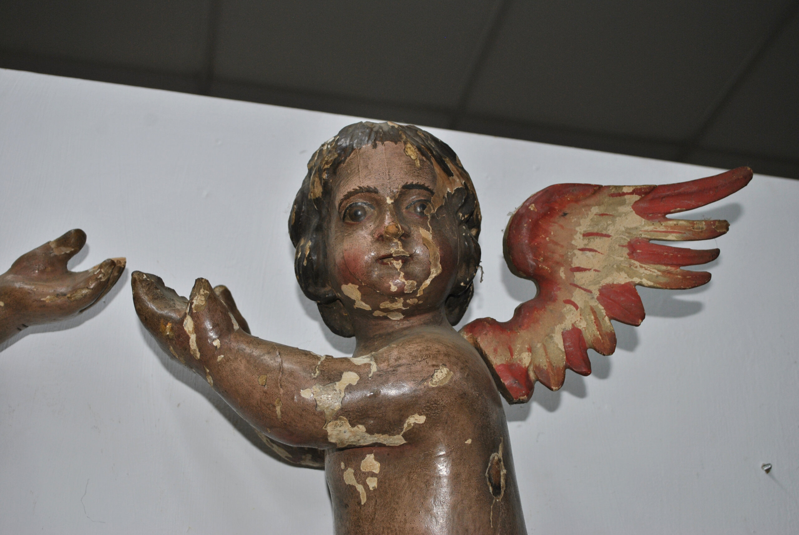 Pareja ángeles antiguos madera - Imagen 8