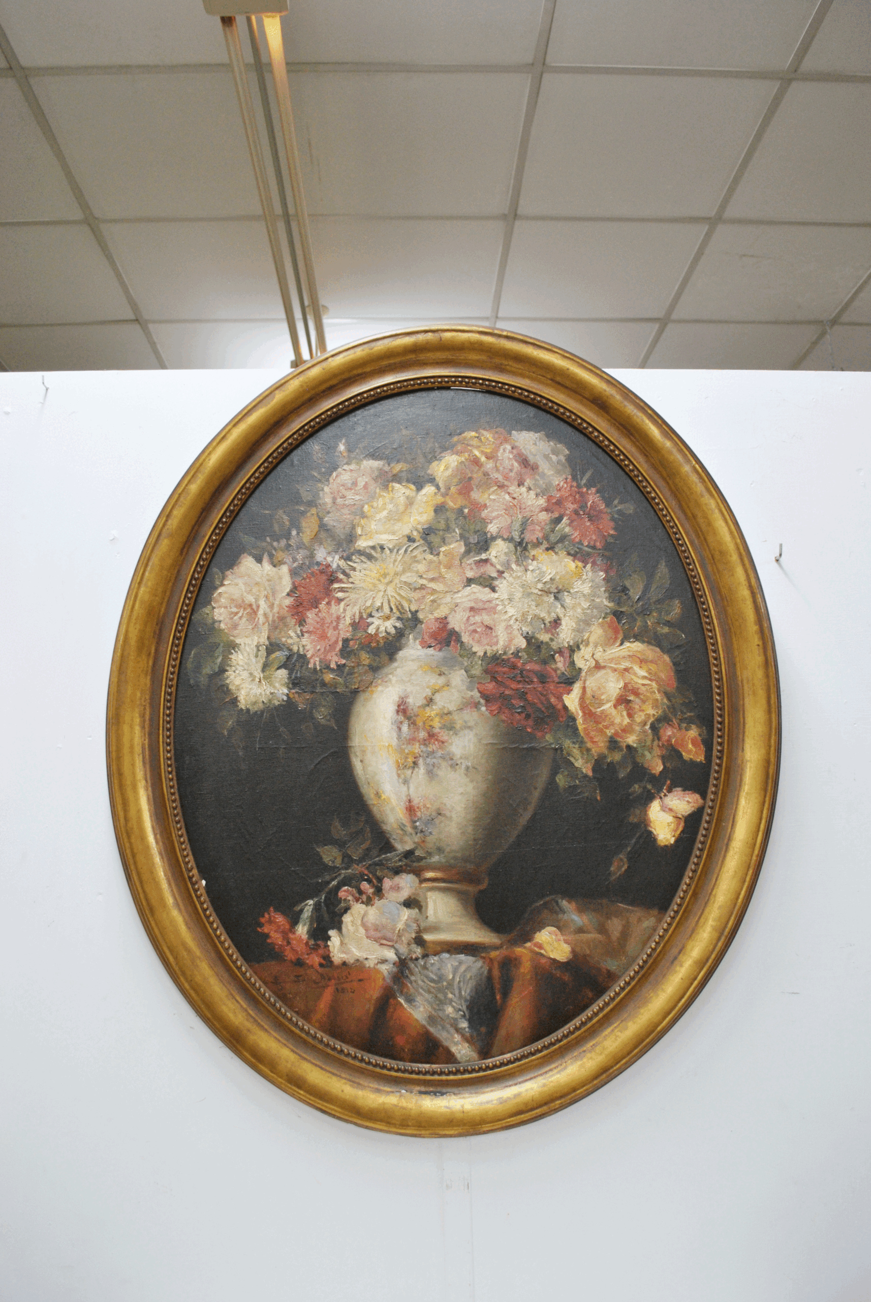 Óleo lienzo bodegón flores - Imagen 2