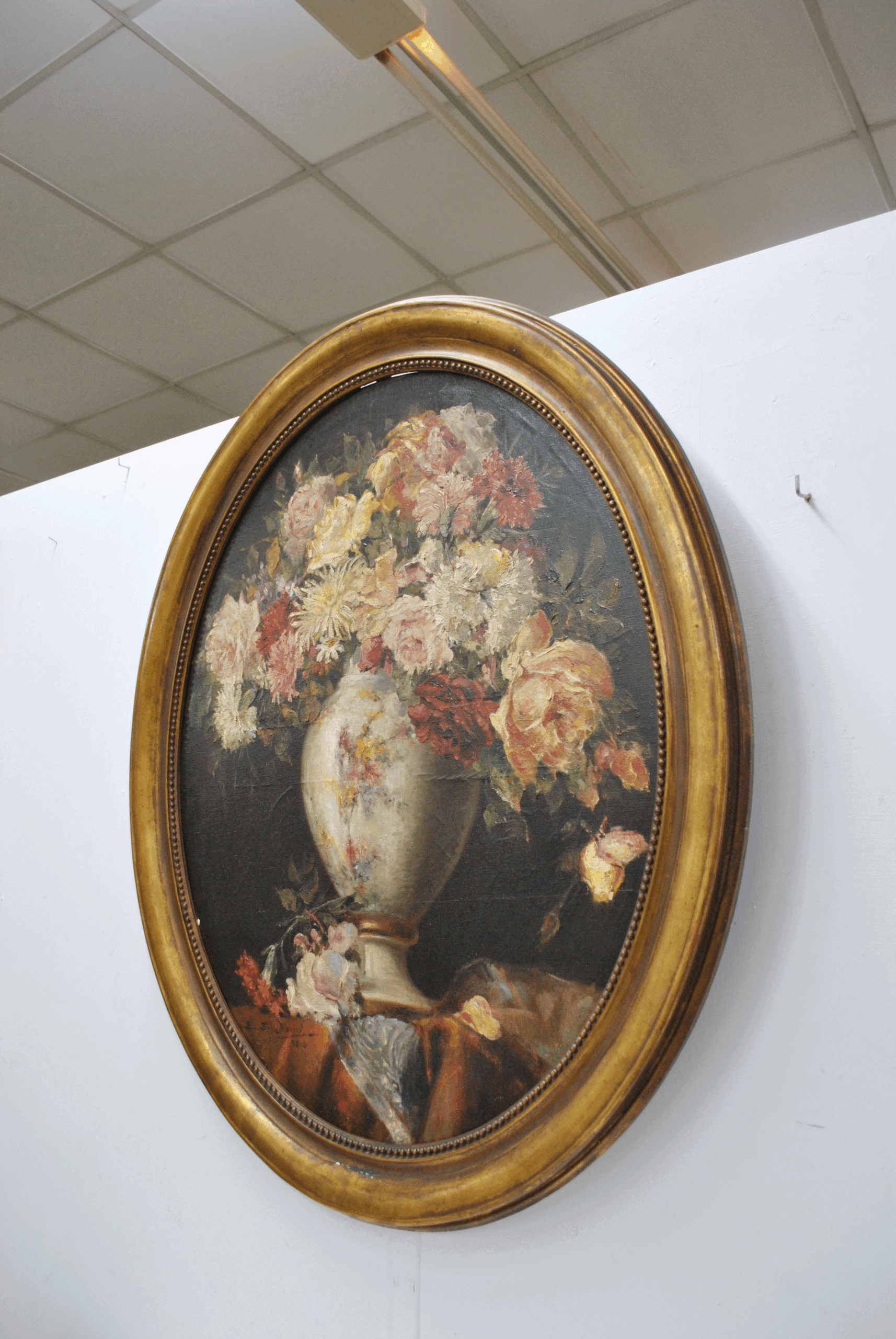 Óleo lienzo bodegón flores - Imagen 3