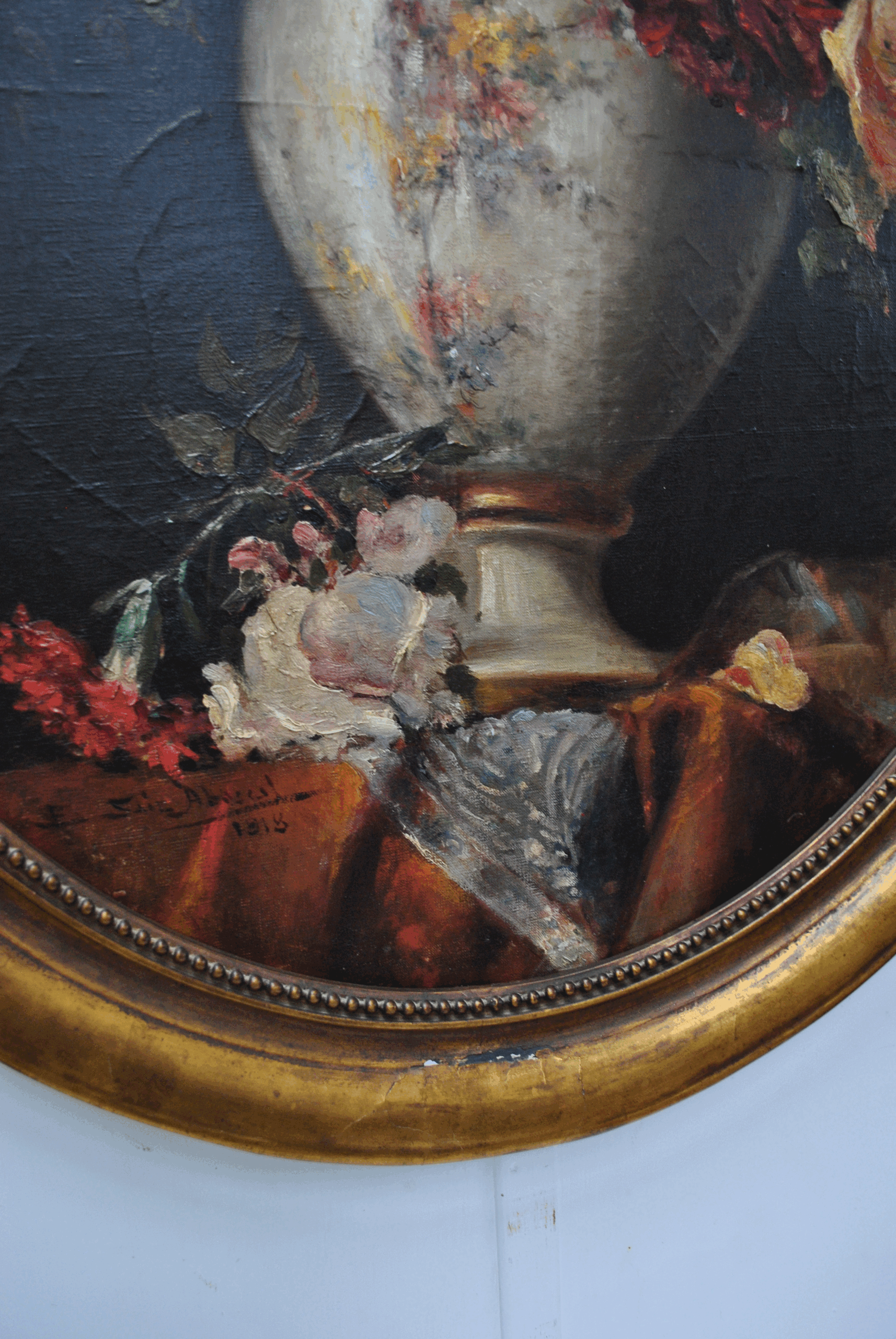 Óleo lienzo bodegón flores - Imagen 6