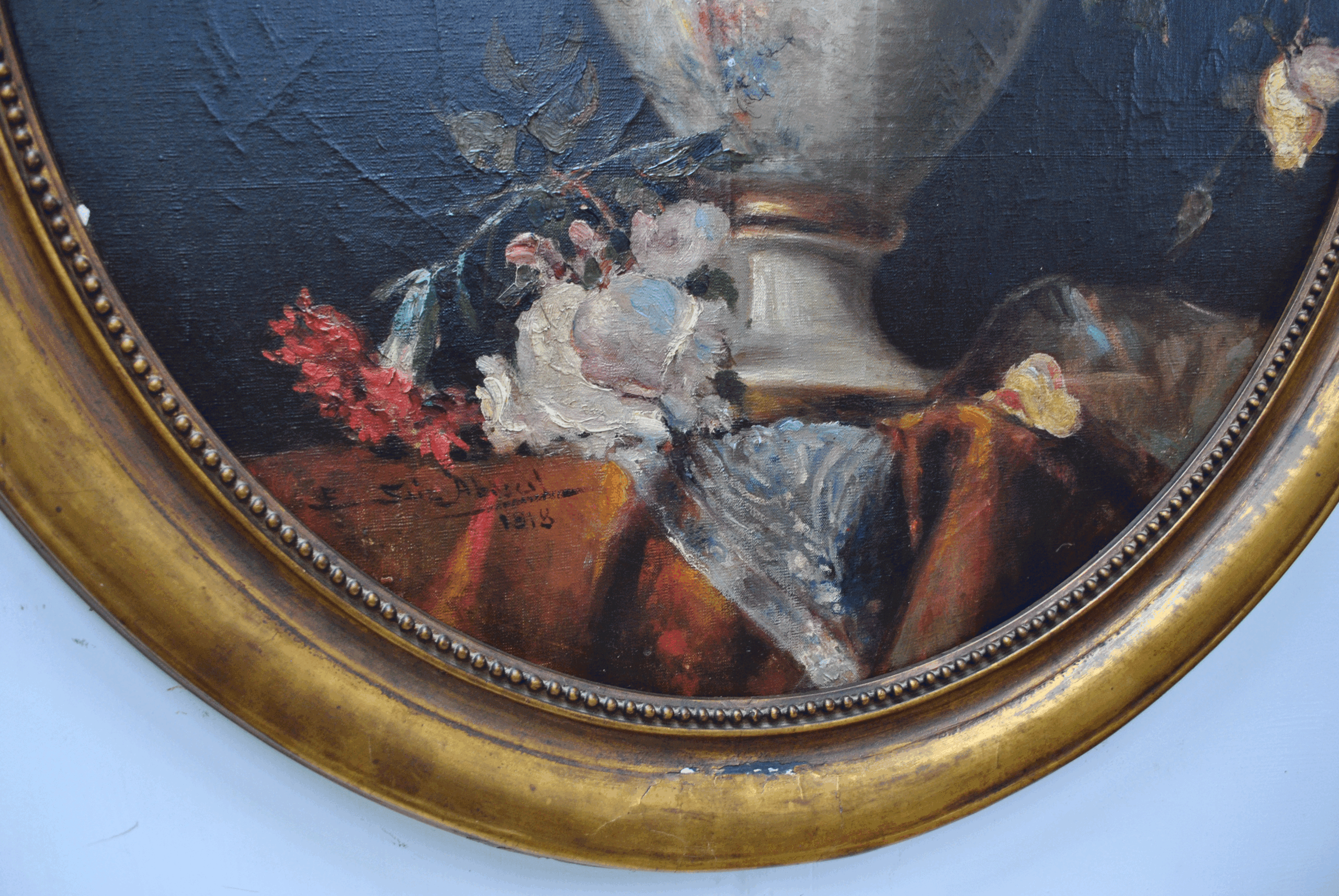 Óleo lienzo bodegón flores - Imagen 7