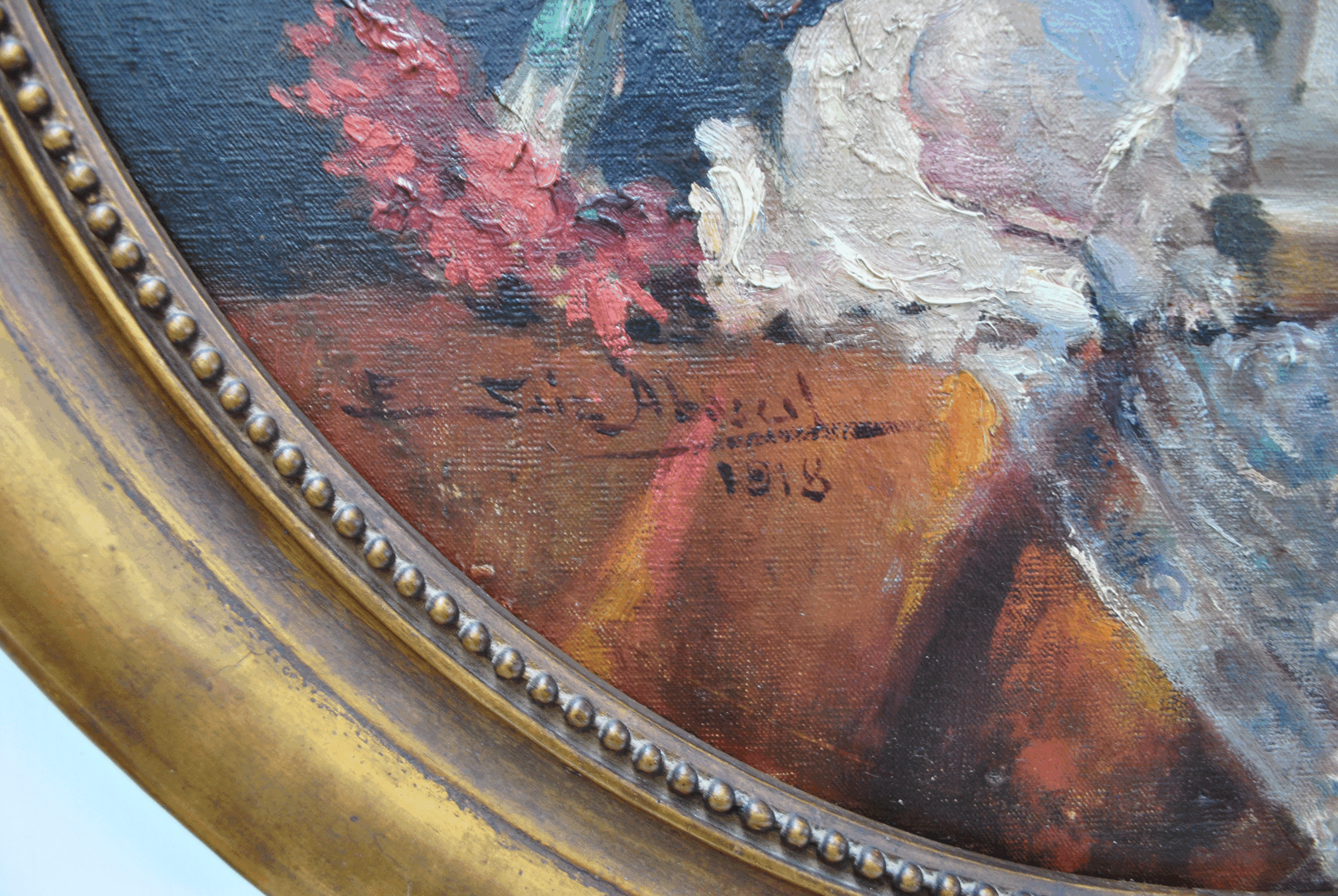 Óleo lienzo bodegón flores - Imagen 8