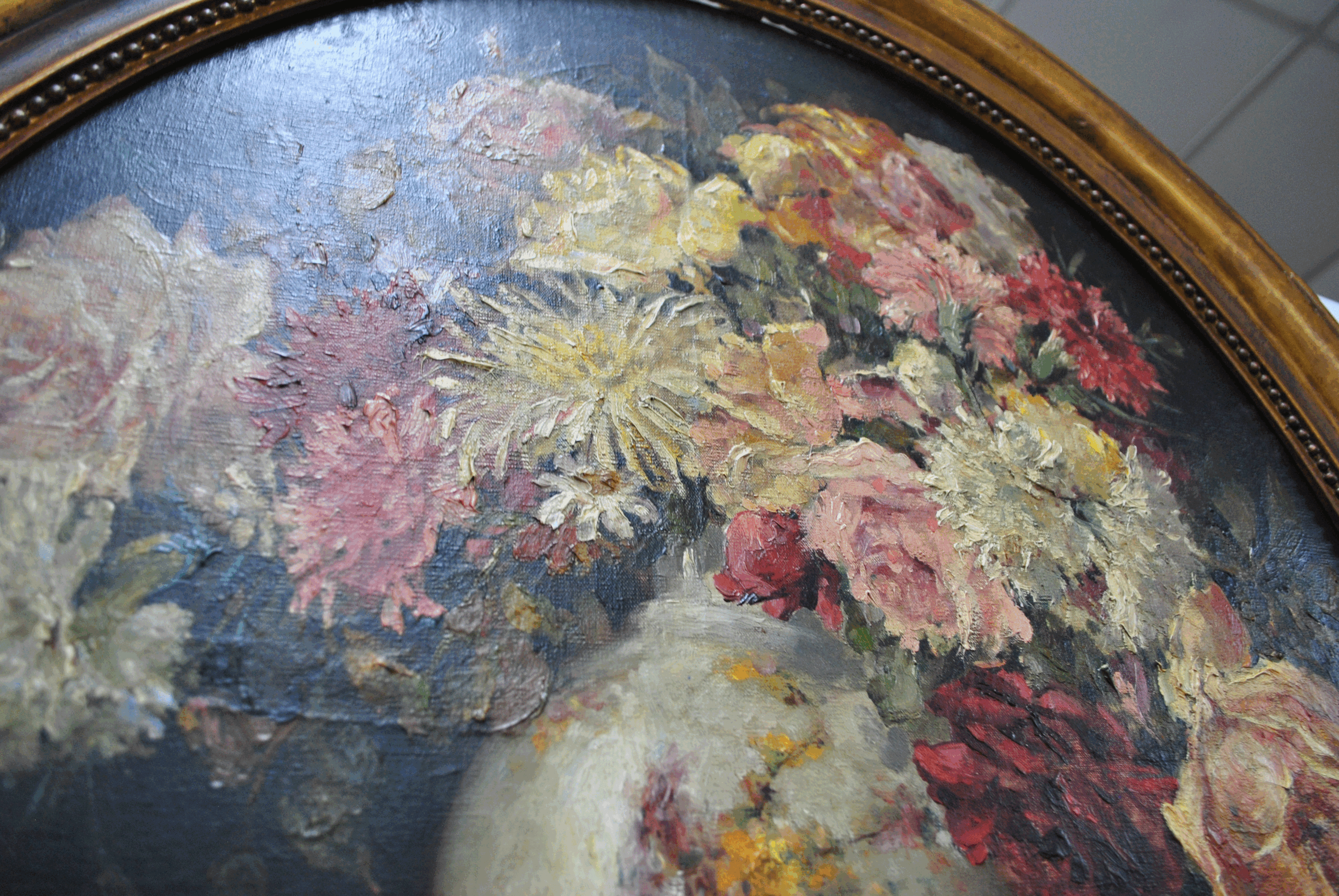 Óleo lienzo bodegón flores - Imagen 9