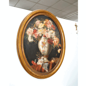 Óleo lienzo bodegón flores