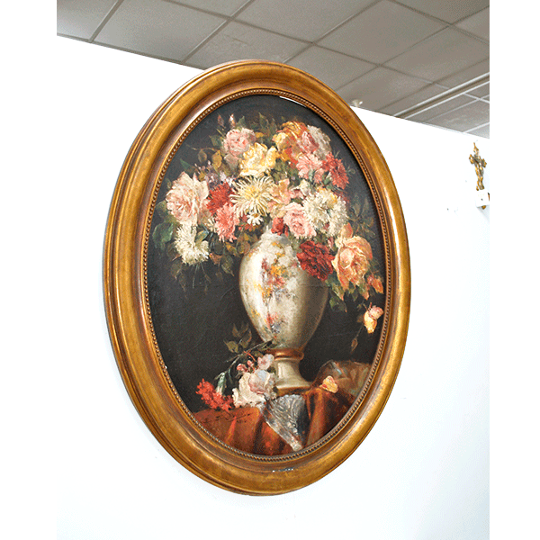 Óleo lienzo bodegón flores