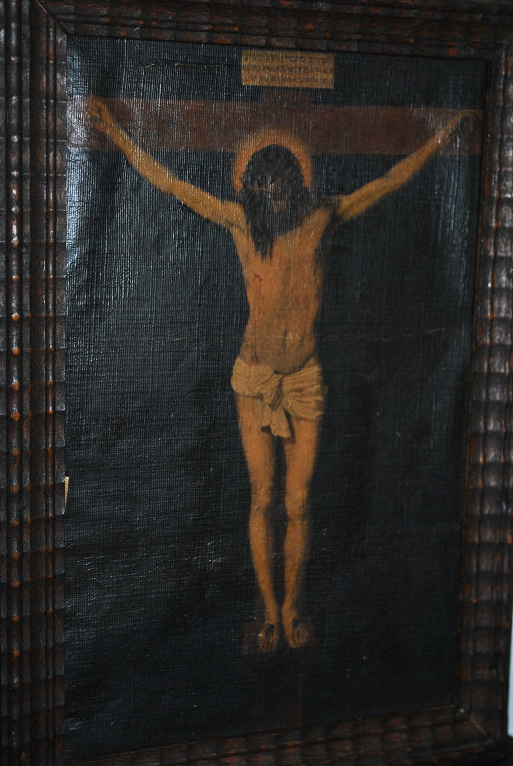 Óleo sobre lienzo crucifijo - Imagen 3