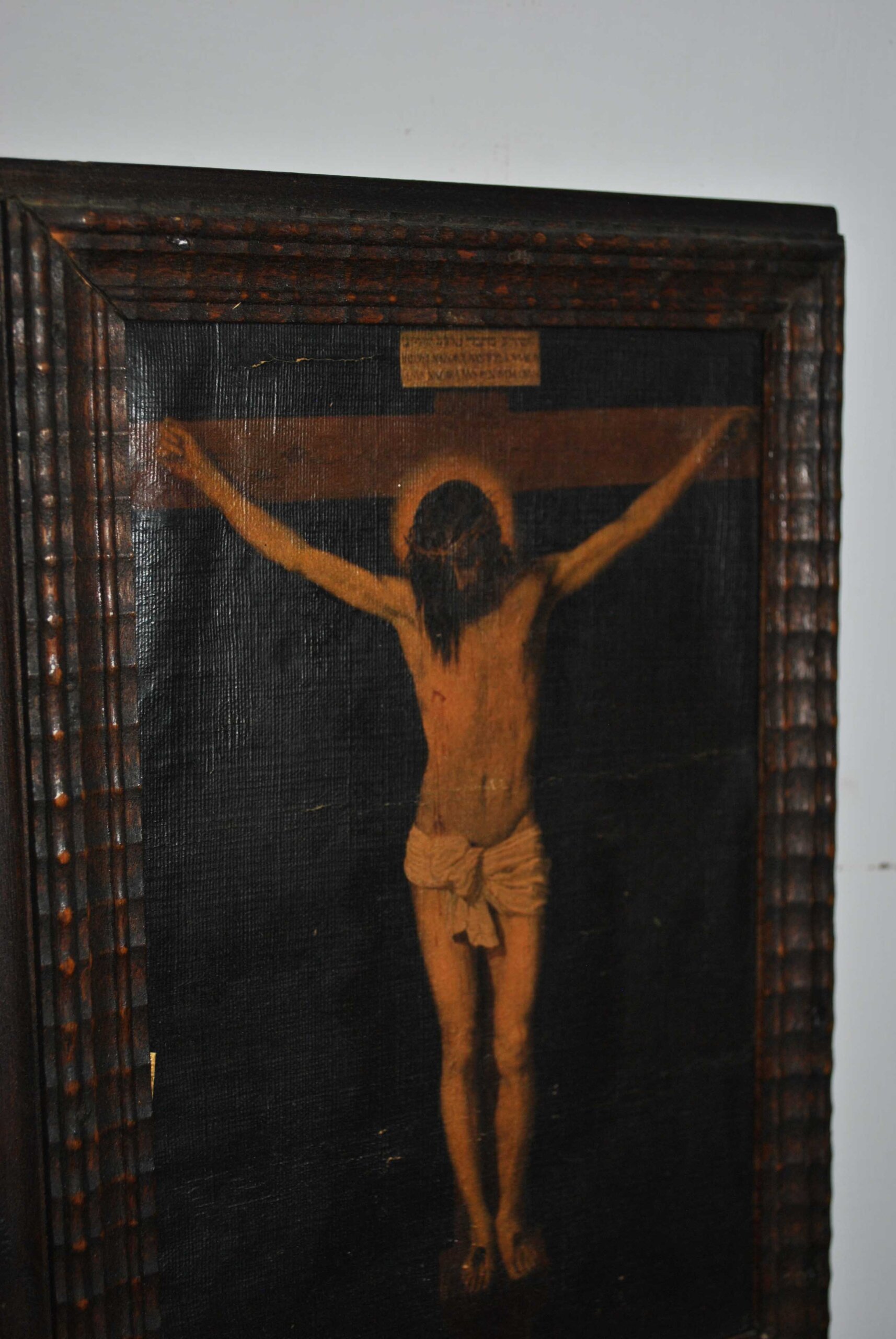 Óleo sobre lienzo crucifijo - Imagen 4