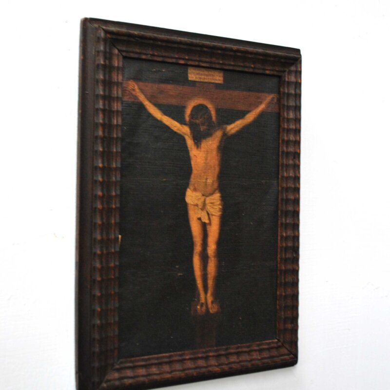 Óleo sobre lienzo crucifijo