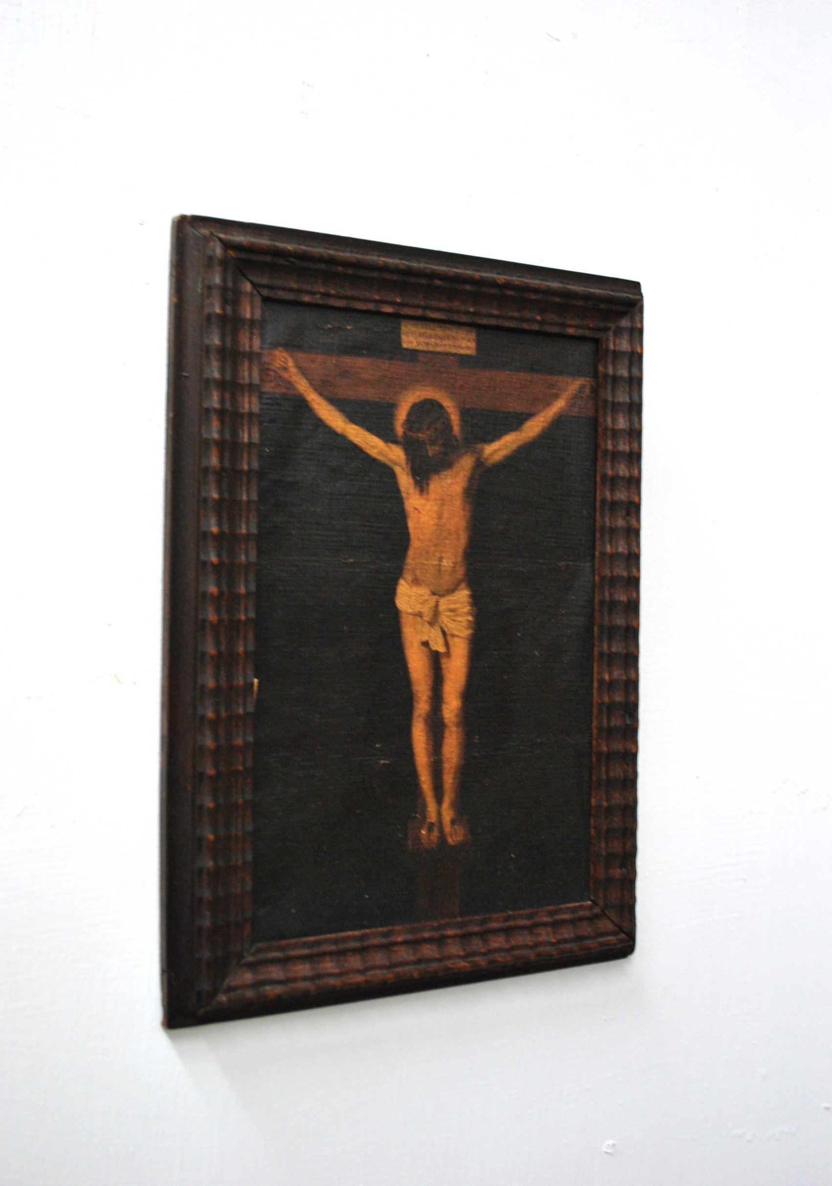 Óleo sobre lienzo crucifijo