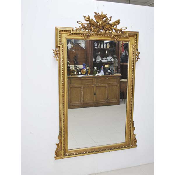 Espejo oro copete tallado