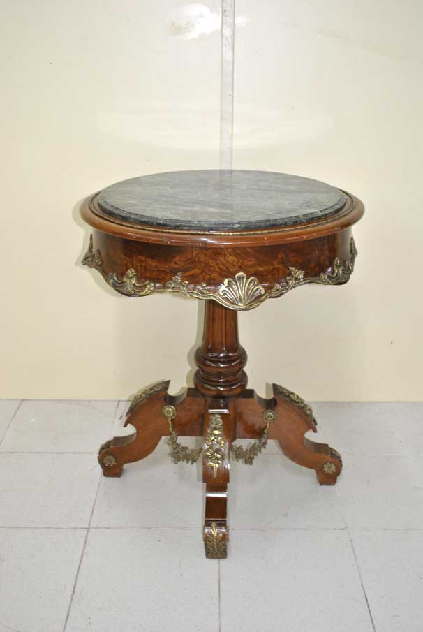 Mesa velador bronces y mármol - Imagen 2