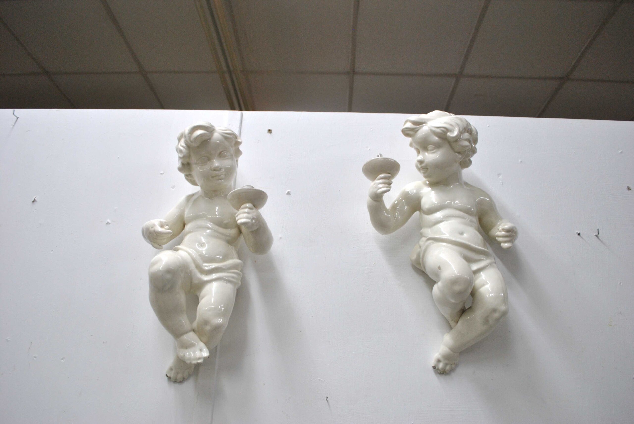 Apliques porcelana angelitos portavelas