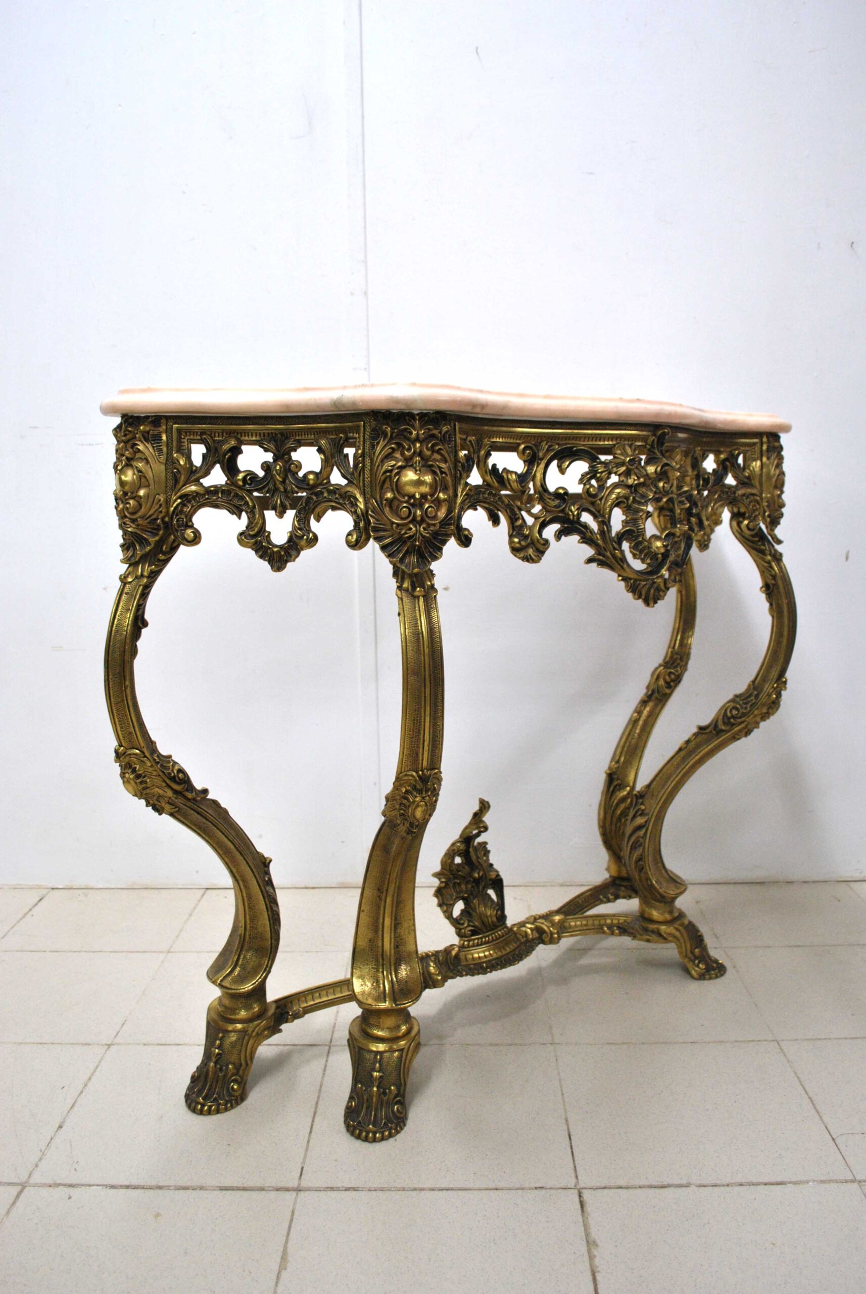 Gran consola de bronce tapa mármol - Imagen 8