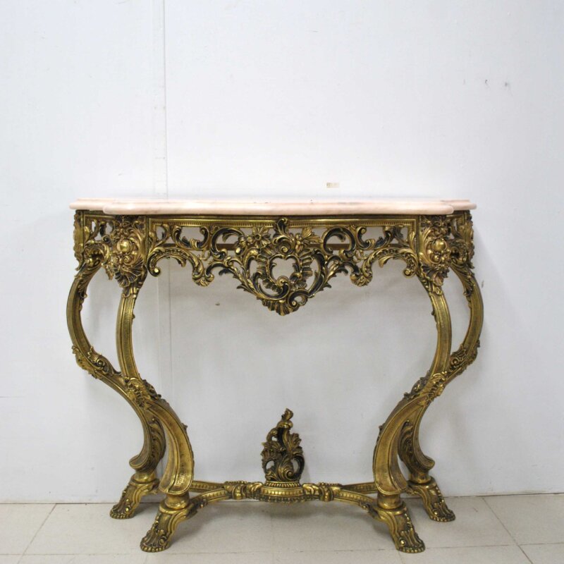 Gran consola de bronce tapa mármol
