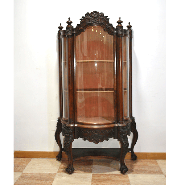 Vitrina de madera cristales curvos