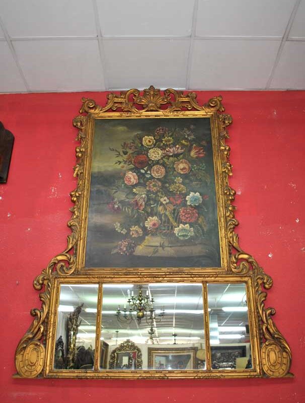 Espejo trumeau antiguo bodegón flores