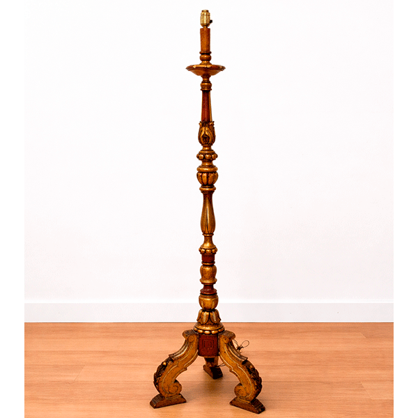 Lámpara de pie madera policromada