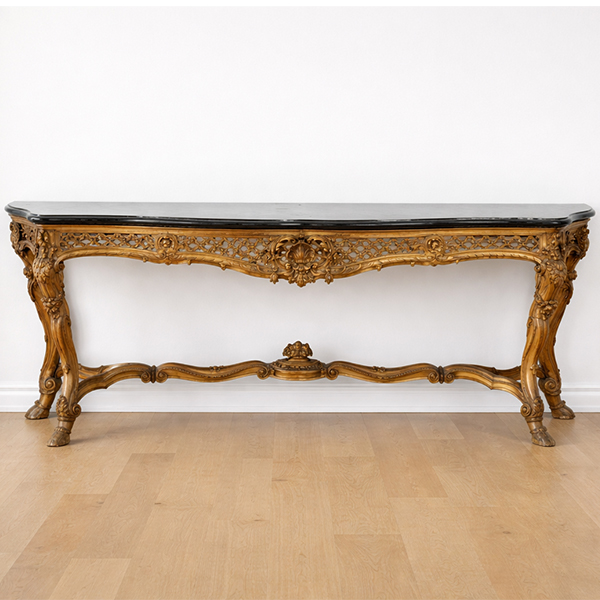 Gran consola Luis XV mármol negro