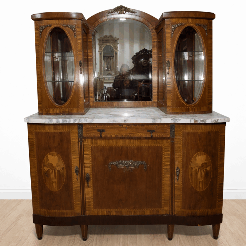 Aparador vitrina modernista marquetería