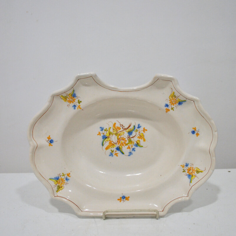 Bacia antigua de loza motivos florales