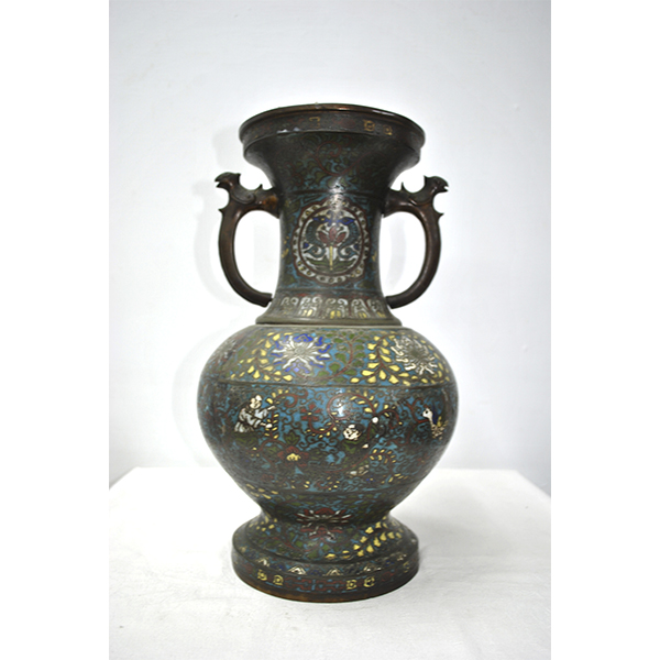 Jarrón antiguo cloisonné doble asa