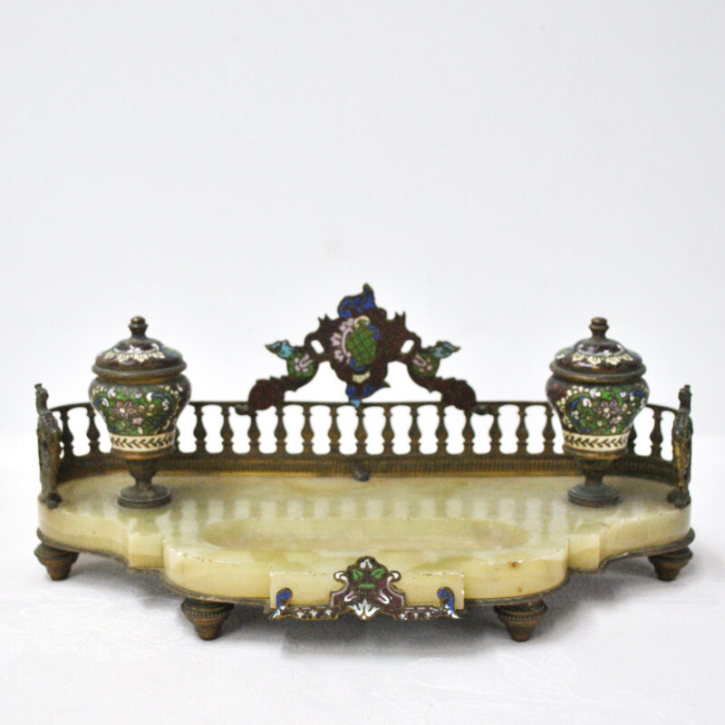 Escribania ónix y esmalte cloisonné