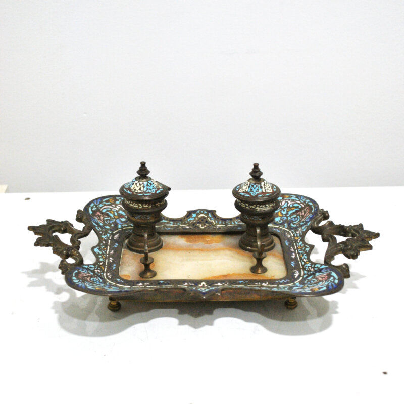 Escribanía cloisonné doble tintero