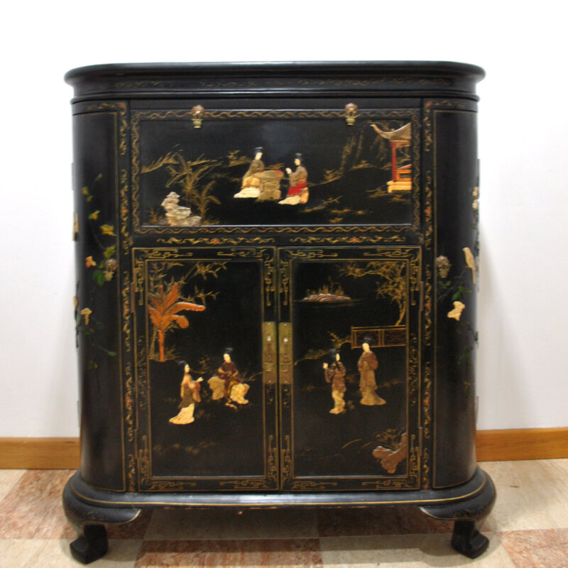 Mueble bar chino negro lacado