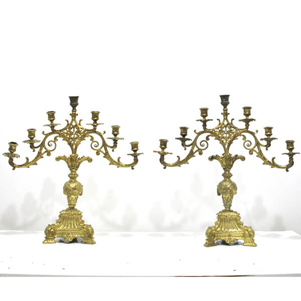Pareja candelabros de bronce 7 velas