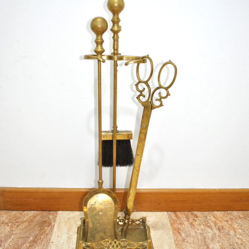 Juego de chimenea utensilios bronce