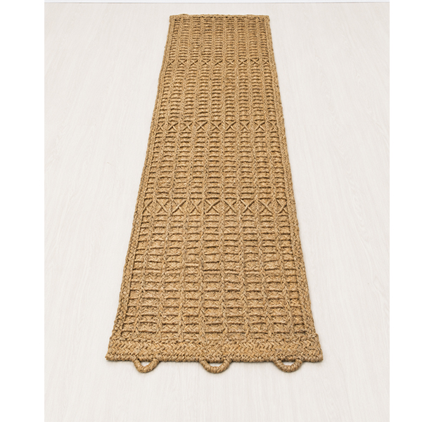 Alfombra pasillera artesanal de esparto trenzado