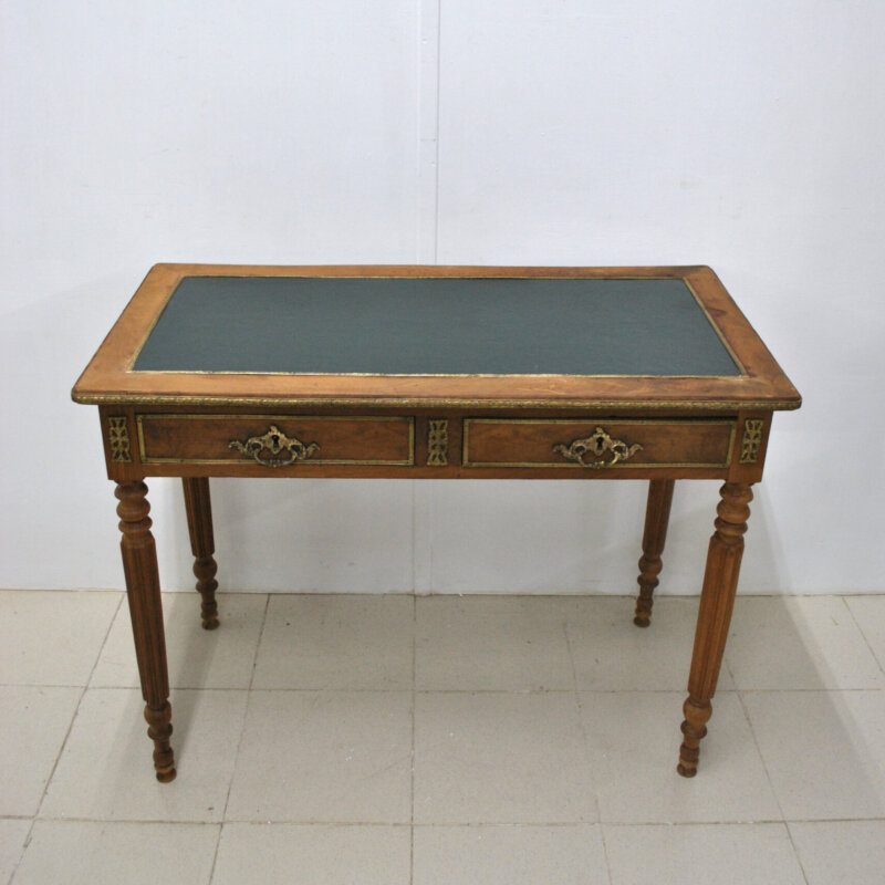Mesa escritorio antiguo tapa cuero verde