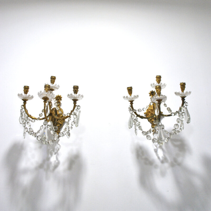 Apliques bronce y cristales colgantes
