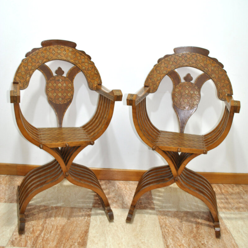 Sillones jamugas marquetería estilo mudéjar