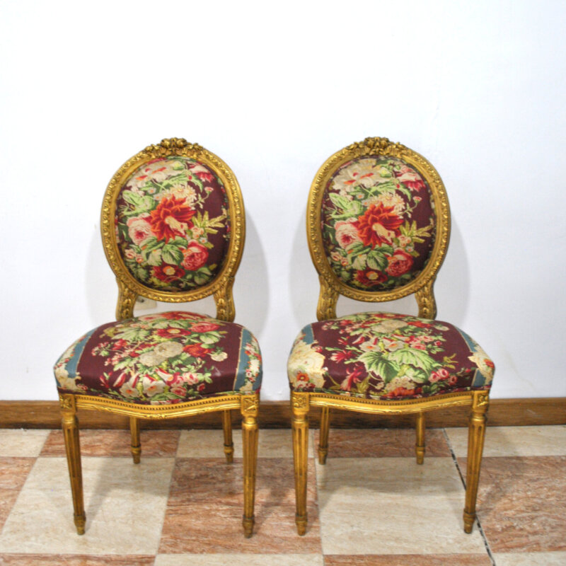 Pareja sillas Luis XVI pan de oro