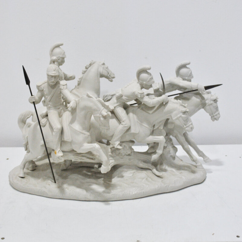 Escultura romanos lanceros con caballos