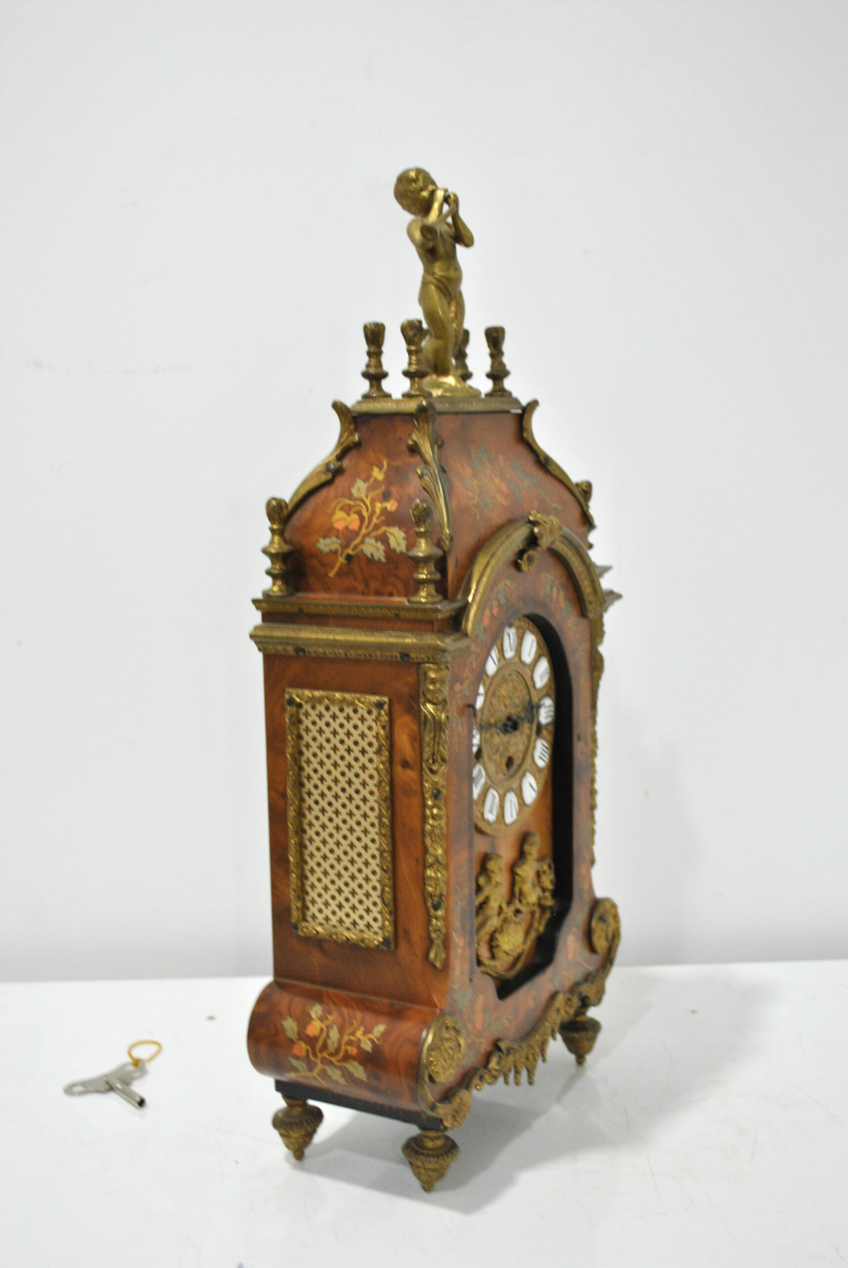 Reloj sobremesa Luis XV marquetería - Imagen 6