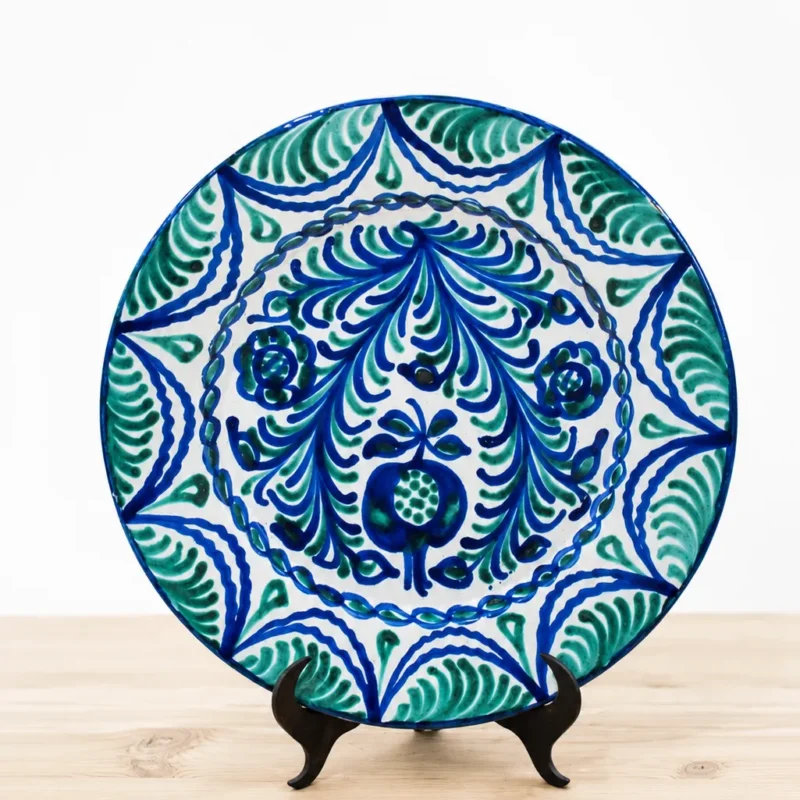Plato cerámica azul y verde