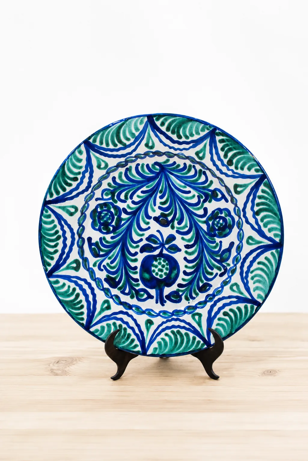 Plato cerámica azul y verde