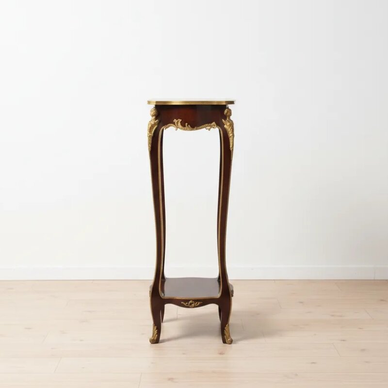 Pedestal madera y aplicaciones bronce