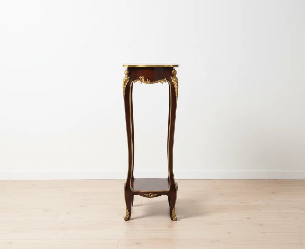 Pedestal madera y aplicaciones bronce