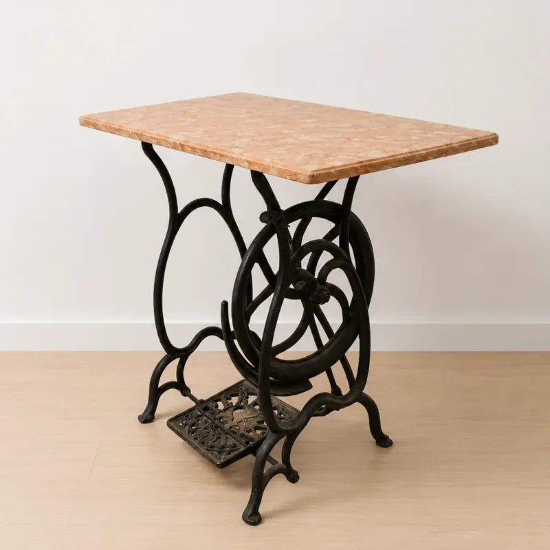 Mesa pie máquina coser tapa mármol